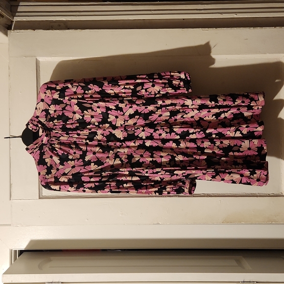 kate spade Pink and Black Floral High-Neck Midi Dress - Picture 2 of 7